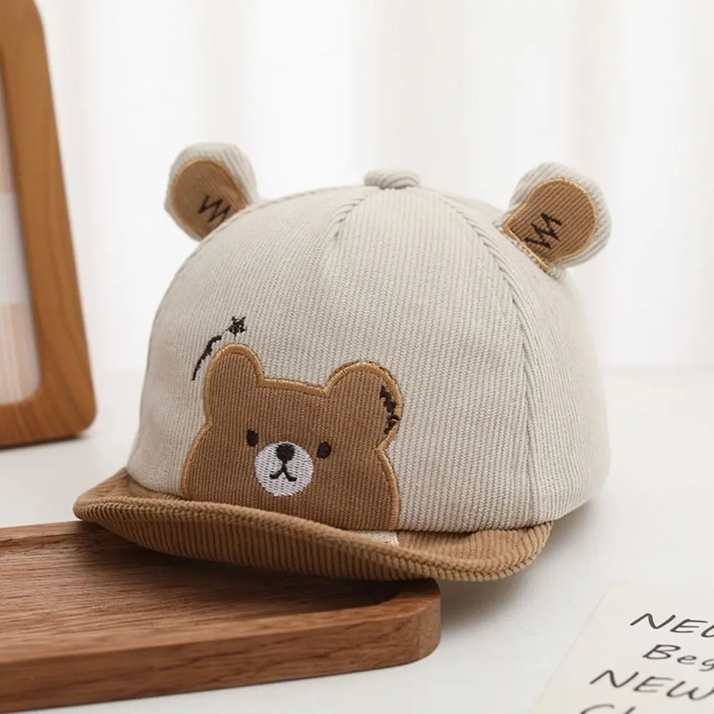 Sweet Cotton Infant Bucket Hat Wide Brim Cartoon Bear Baby Sunhat Kawaii Sunscreen Newborn Flat Cap Toddle