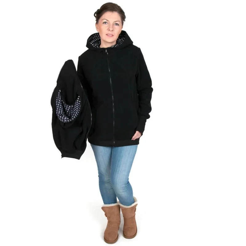 3-in-1 Kangaroo Mom's Coats Multi functional Hooded Solid Warm Jackets Postpartum Mom Outdoor Baby Strap Breastfeeding Sweater