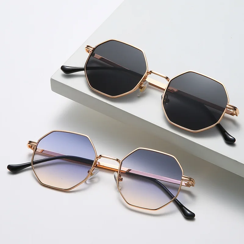 

Luxury Square Sunglasses Men Women Fashion Small Frame Polygon Sun Glasses Metal Vintage Retro Brand Octagon Gafas De Sol