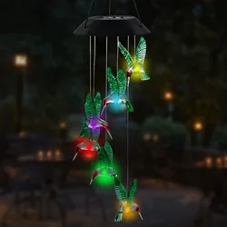 Solar-Powered Color-Changing LED Hummingbird Wind Chimes - Outdoor Garden Decor (Colours)