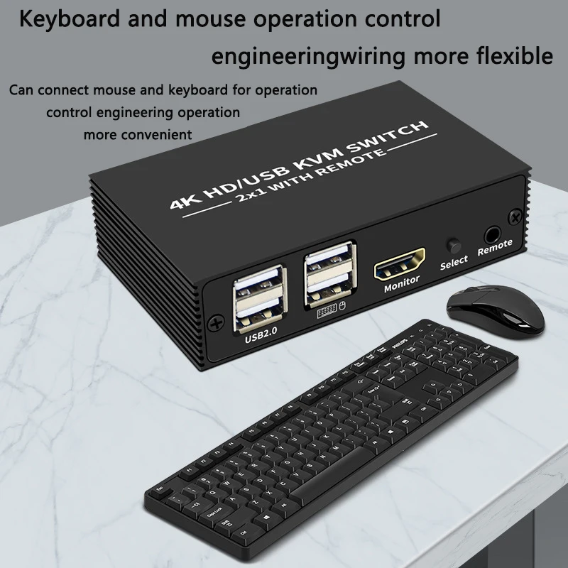 KVM ġ 2x1 HDMI ȣȯ USB KVM ó, 2 in 1 out 4 Ʈ, USB , 2 PC   콺 Ű Ϳ, 4K 60Hz