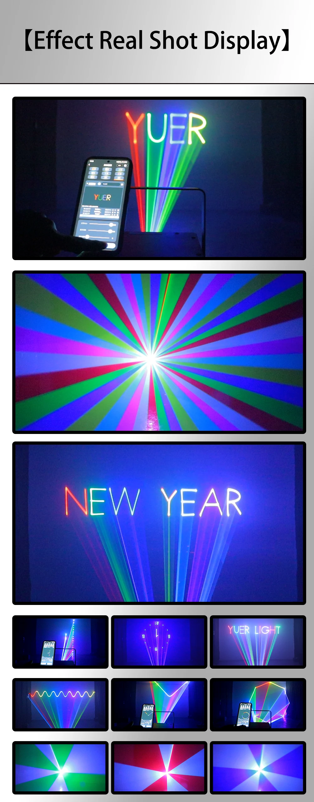 YUER 5W RGB Animation Bluetooth App ILDA Laserlichtscanner Projektor Bühnenlicht DJ Disco Bar Club Party Hochzeit Weihnachten – Detail 5