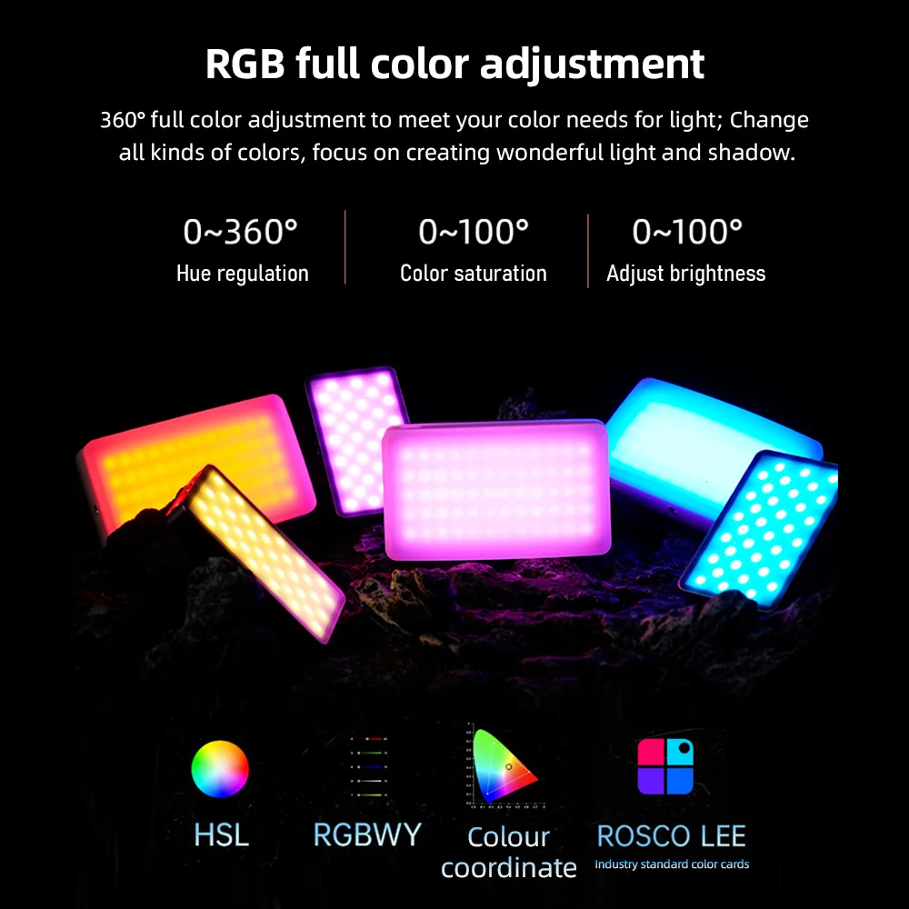VILTROX 레트로 08X 휴대용 RGB LED 비디오 라이트, 브이로그 라이트, 사진 필 라이트, 2500K-8500K 디밍 가능, 브이로그 라이브 스트리밍, 8W