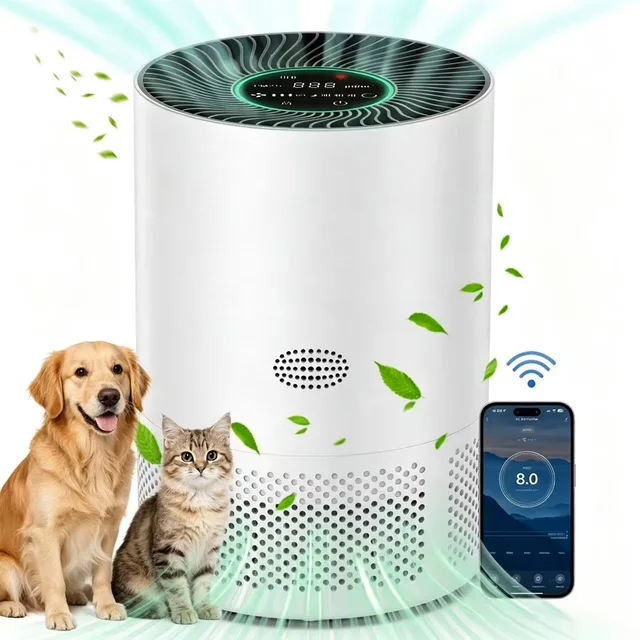 Pet Air Purifier for Home Allergies Pet Hair in Bedroom Covers Up to 360 ft² 3-in-1 Filter with HEPA Remove Dust Smoke Odor 1