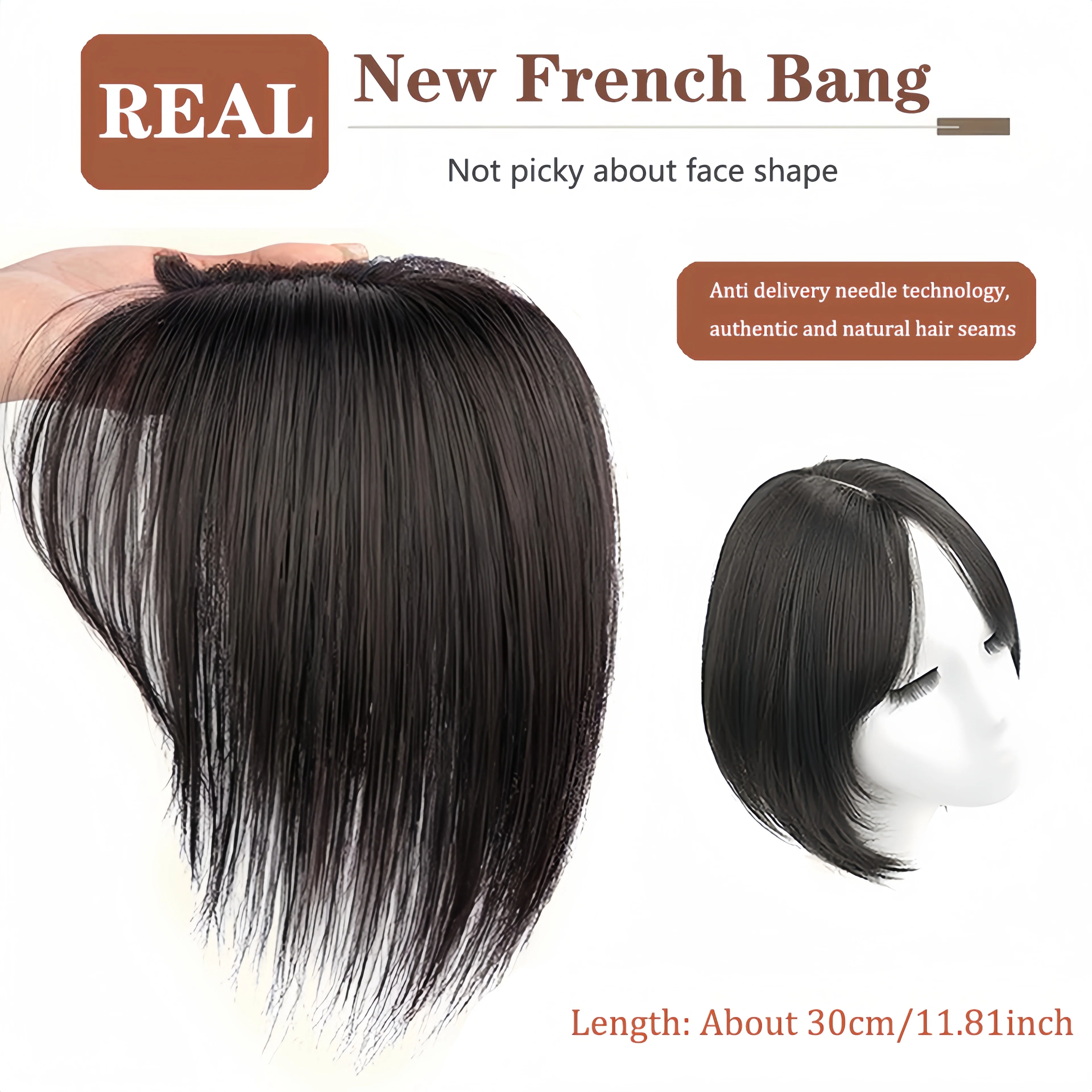 Synthetic Hair Topper with Bangs Clip In Extension for Women