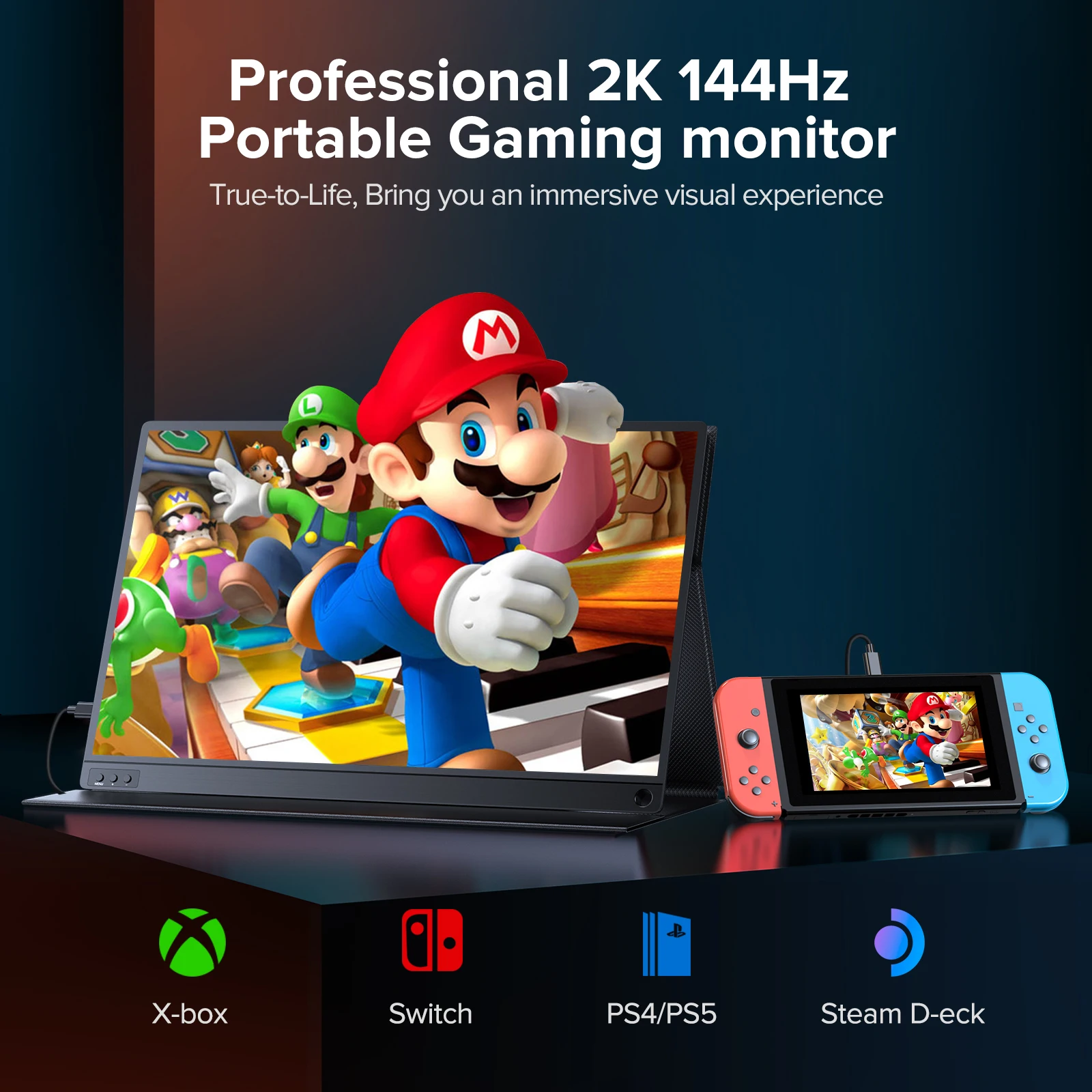 EVICIV 2K 144Hz 16.1 Ʈ  ޴   2560x1440P QHD FreeSync HDR USB C Ŀ ĵ尡ִ PC ȭ  ܼ  ܺ ȭ