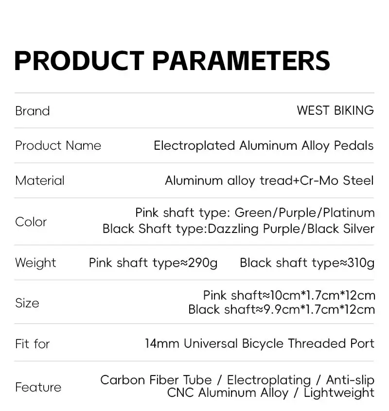 WEST BIKING Ultraleichte Fahrradpedale - Aluminiumlegierung 3 Gedichtete Lager Rutschfestes Breites Flachdesign für 14mm Gewinde MTB Rennrad – Detail 3