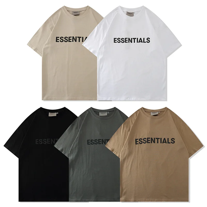 

ESSENTIALS T-shirts Men's Women's Summer Fashion Silicone Letter Printing Oversized Short Sleeve Hight Street Hip-hop Casual