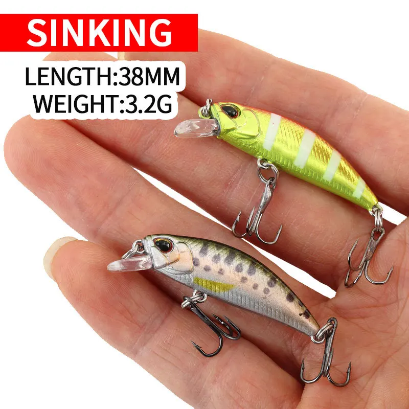 

2 Pieces 2023 New Model Sinking Minnow Fishing Lures 38mm 3.2g Jerkbait Trout Wobblers Swimbait Professional Hard Bait