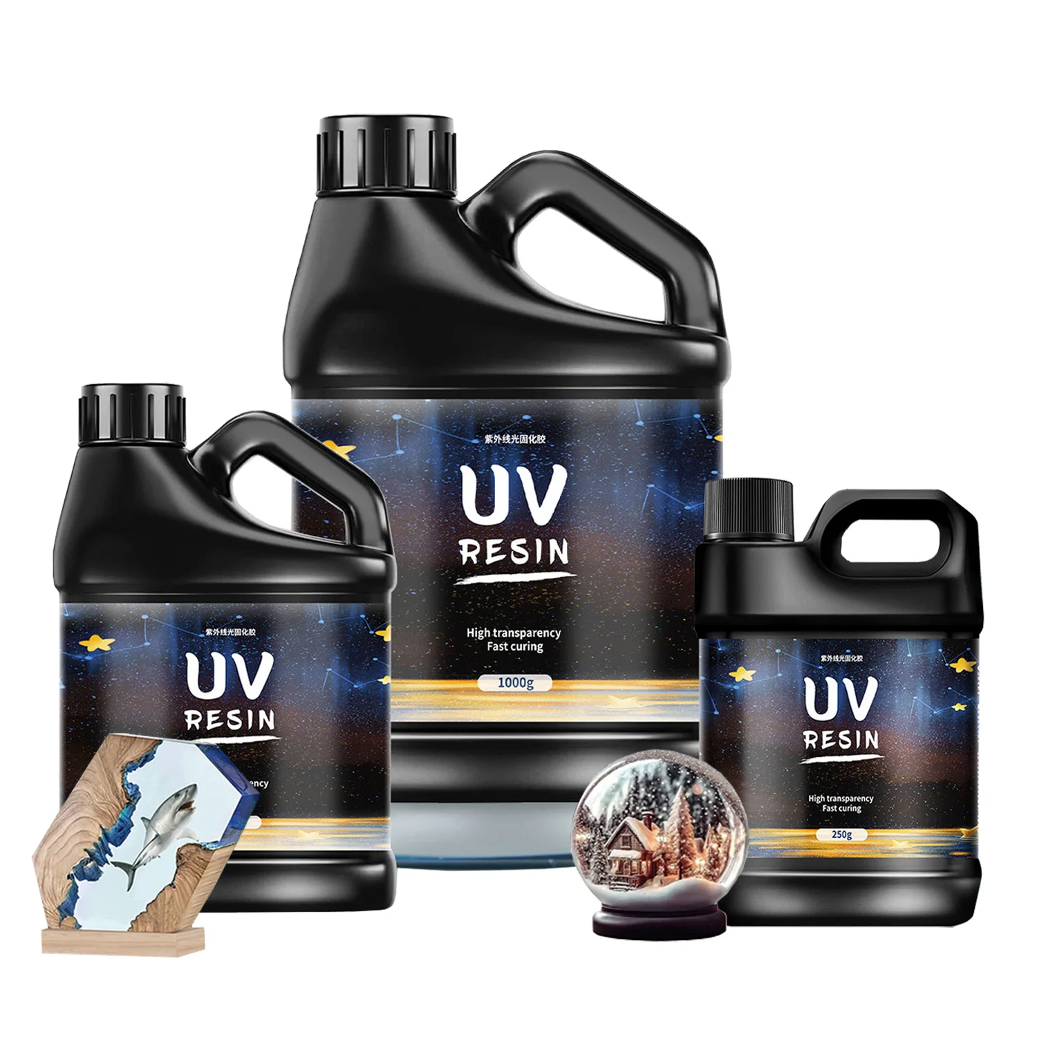 Rare UV Resin Glue 250g/500g/1000g Epoxy Resin UV Lamp Curing Glue High Transparency Hardness Fast Drying For DIY Jewelry Making