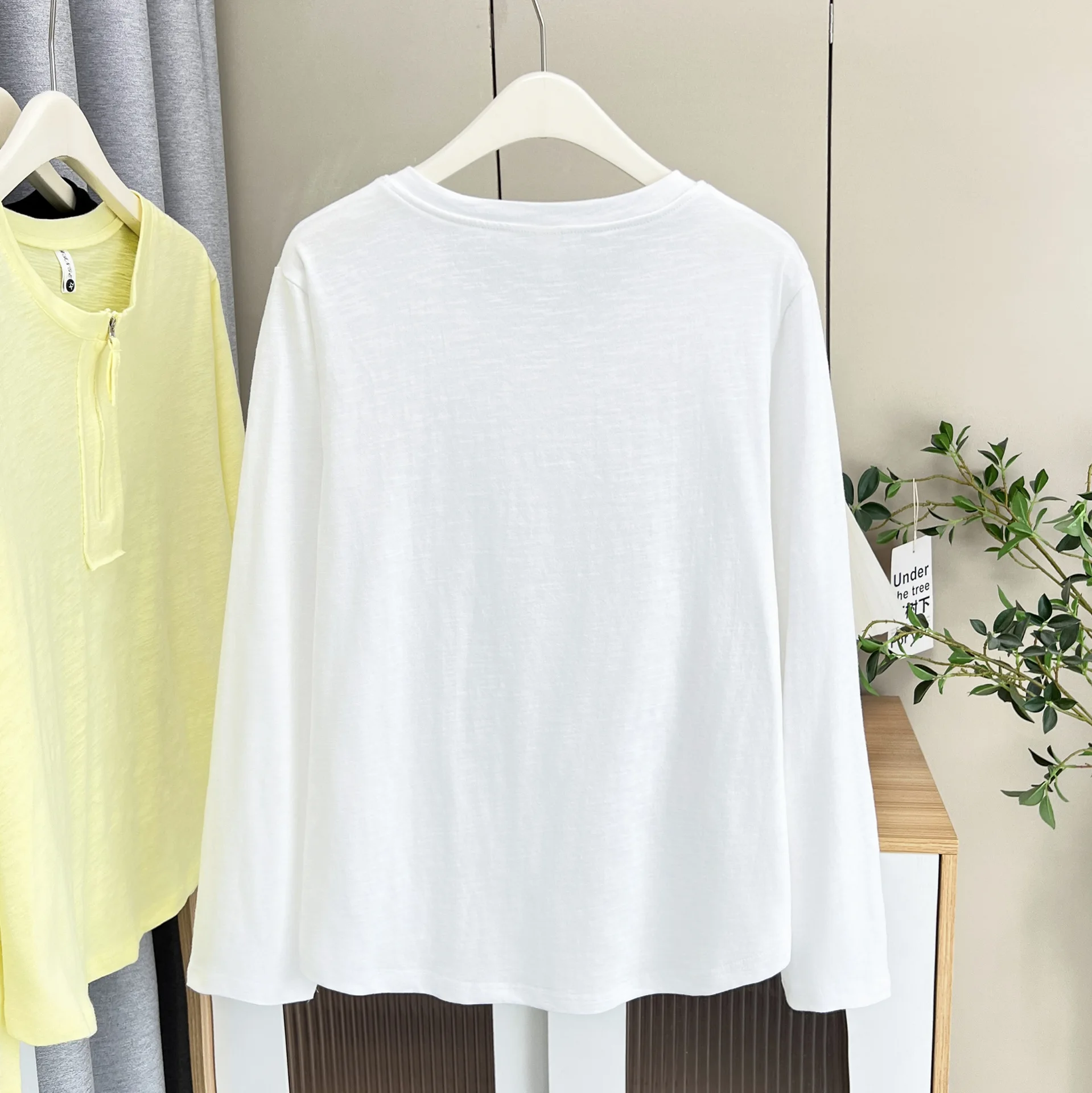 Plus Size Women's T-Shirt Casual Long Sleeve Zipper half-open Collar Solid Color Basic Tops 2555
