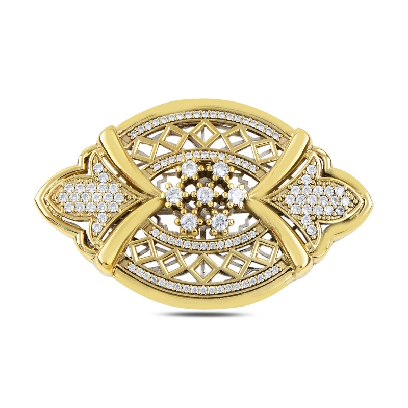 

Silver 925 Sterling Zircon Cubic Zirconia Authentic Brooch