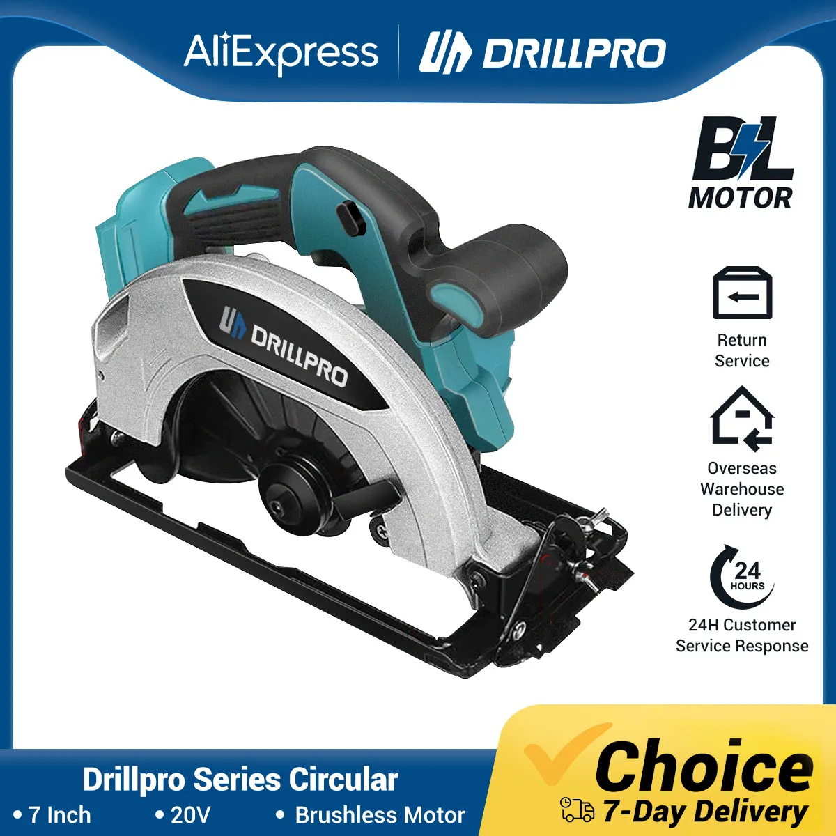 Drillpro 7 inch 233MM Electric Circular Saw Brushless Cordless Portable Wood Cutting Machine Power Tools For Makita Battery