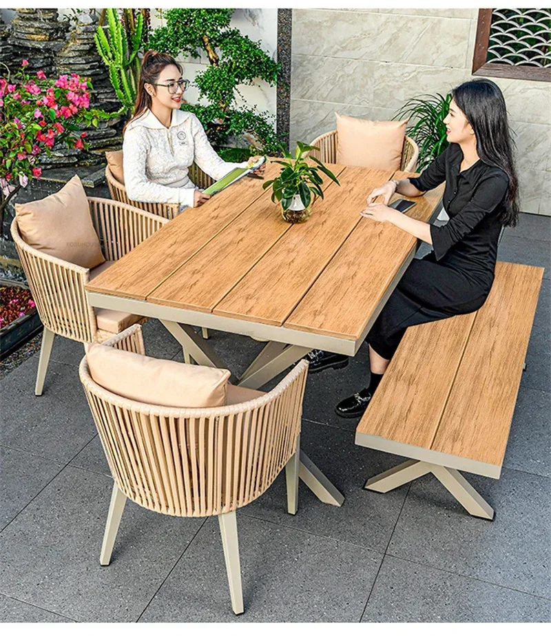 Aluminum Alloy Table and Chair Waterproof Sun-proof Outdoor Patio Furniture Set Outdoor Leisure Rope Chair Garden Furniture Sets