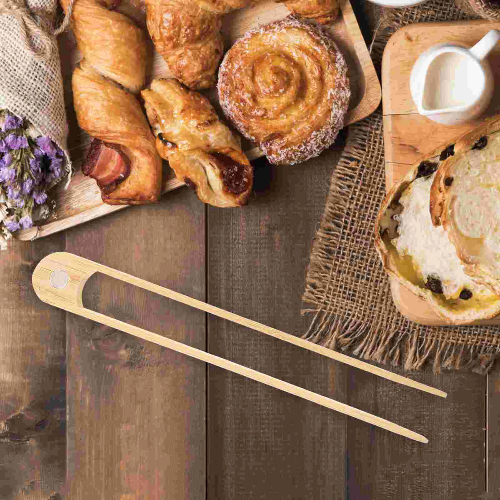 Ergonomic Bamboo Toaster Tongs Bread Clamp Kitchen Utensils Cooking Tools Food Serving Tongs Pastry Clip Dining Accessories