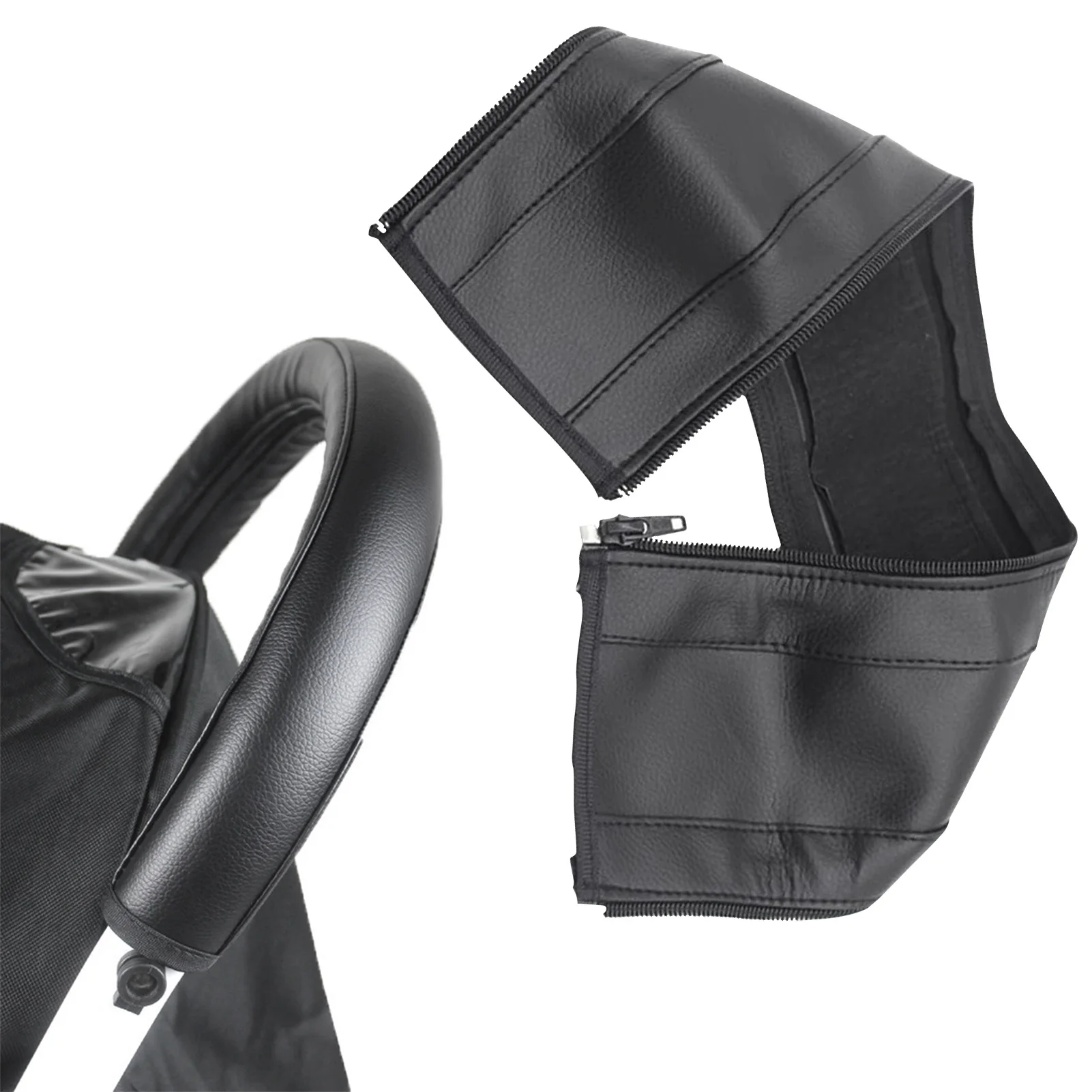 Чехол для ручки коляски, защитный чехол для подлокотника детской коляски, складные моющиеся кожаные перчатки с открывающимися молниями