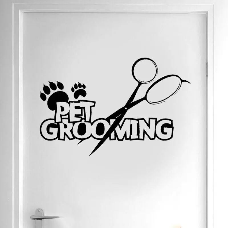 Pet Grooming Salon Wall Decal Home Decor Paw Pet Store Sign Veterinary Clinic Animals Door Window Decals Vinyl Murals 2079