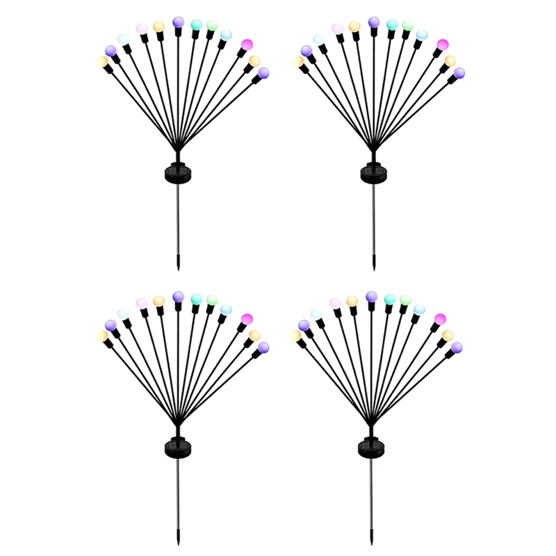 

4 PCS Solar Swaying Light Sway By Wind, Outdoor Lights 12LED For Yard Patio Decoration Colo Light