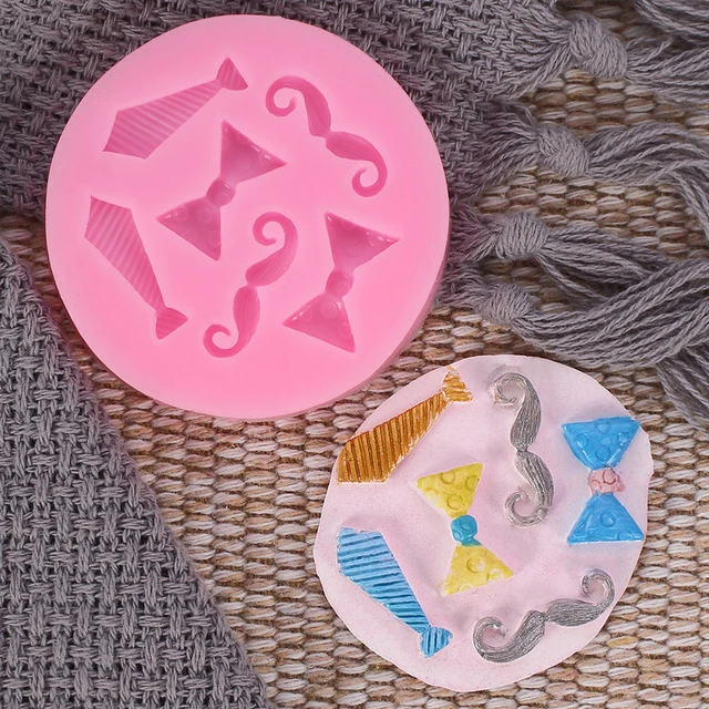 Szilikon Torta Formák Fiúk Férfi Bajusz Kötés Íjak Diy Cupcake Polimer Agyag Fondant Sütőszeres Szerszámok