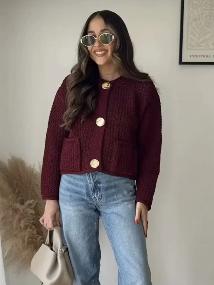 Ladies Autumn Winter Knitted Cardigans Womens Sweaters Loose Casual Button Long Sleeve Sweater Women Cardigans Coat Tops Female 3