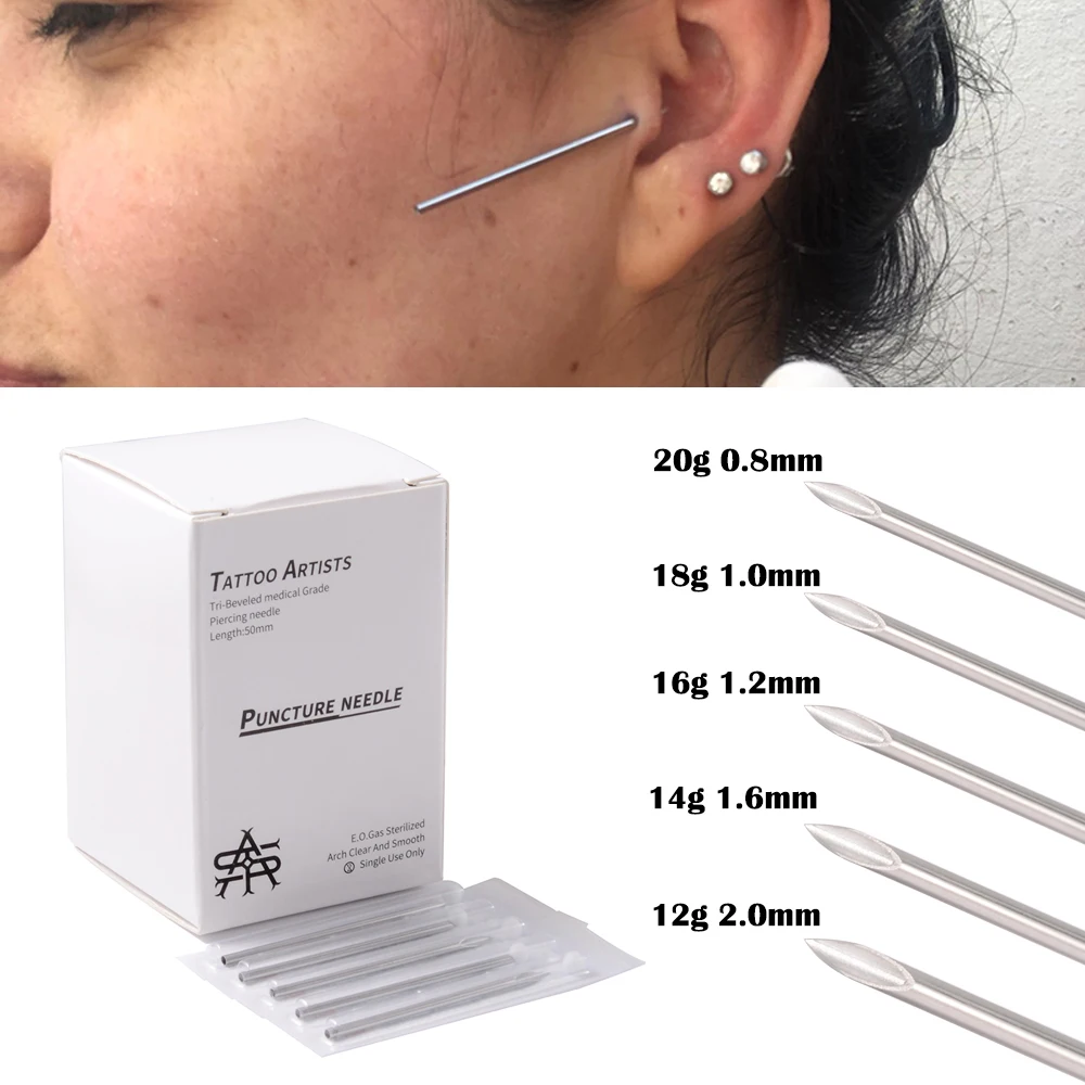 10100pcslotDisposableSterilizedBodyPiercingNeedlesSurgical