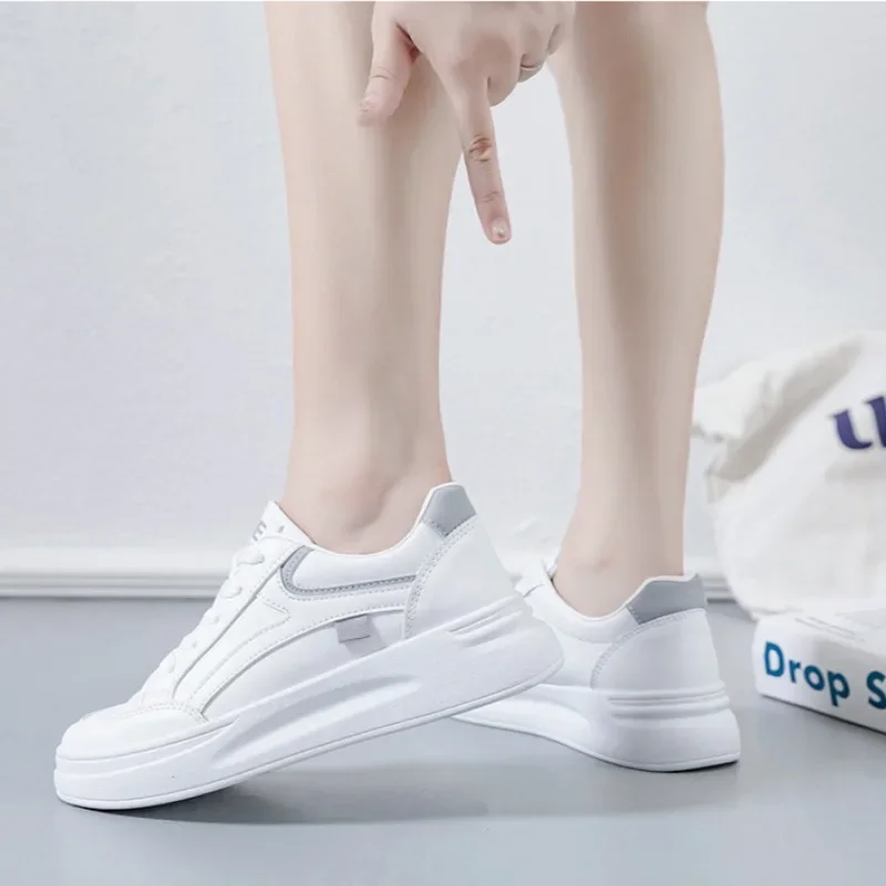 2024Spring Autumn Breathable Casual Shoes for Women Platform Running Tennis Sneakers Female White Concise Versatile Walking Flat 5