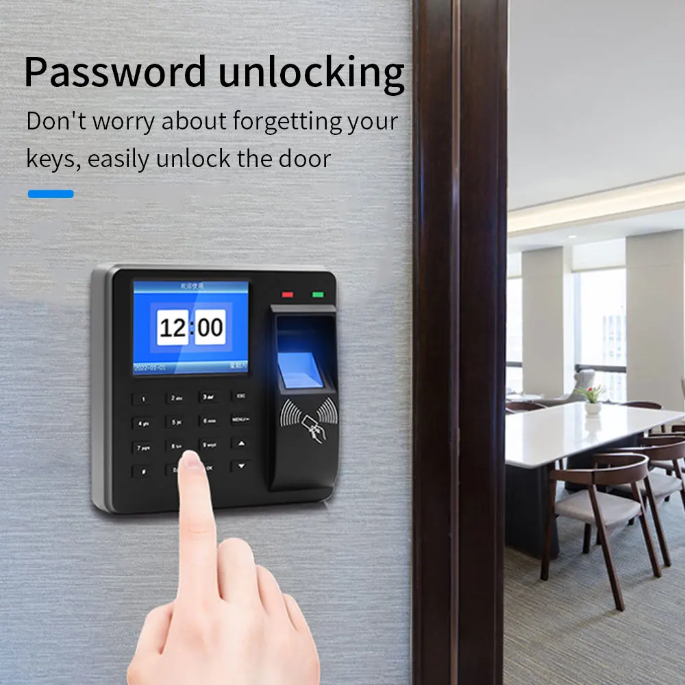 Attendance Machine Fingerprint+Code+Card 2.4inch Color Screen Display No need to download software Intelligent Report Generation