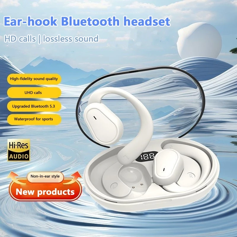 Wireless Bluetooth Open-Ear Ear Hook Headphones with HD Sound and Digital Display