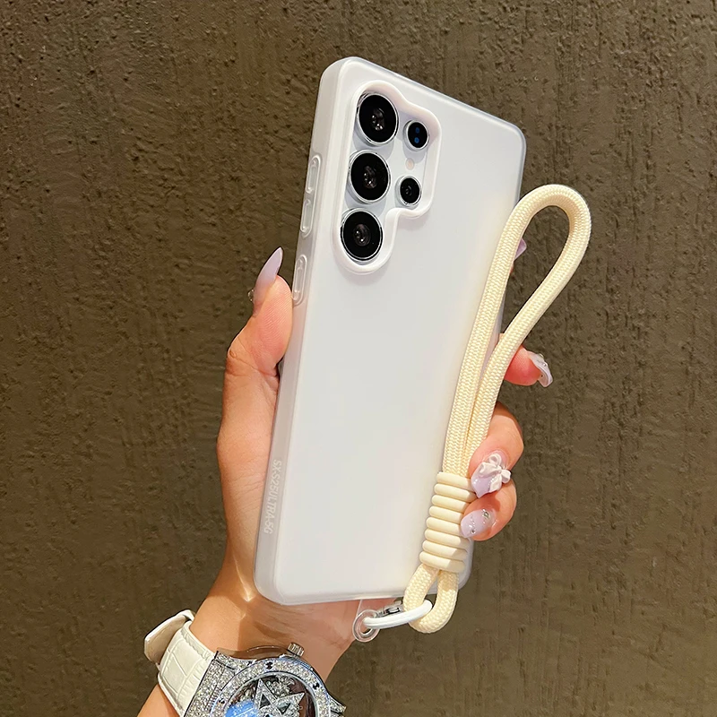Jelly Phone Case with Wrist Strap Lanyard - Solid Cover Design