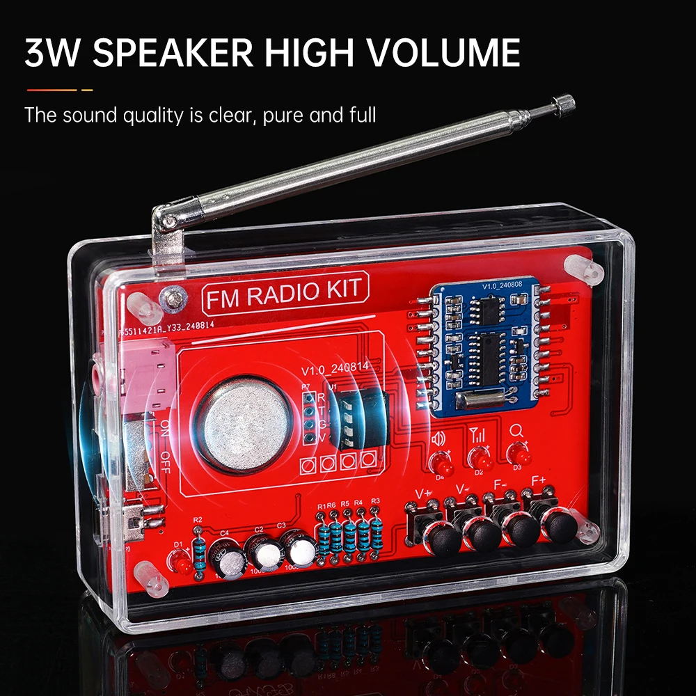 Easy version RDA5807 FM radio electronic kit adjustable frequency 87-108MHZ digital display DIY welding project practice solder