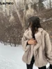 Lautaro Autumn Winter Oversized Loose Casual Luxury Soft Thick Warm Hairy Faux Fox Fur Coat Women Long Sleeve Fluffy Jacket 2024 6