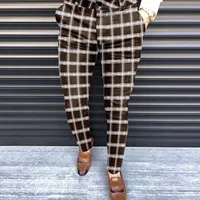 2023 New Pant Sweatpants Mens Slim Fit Plaid Print Zipper Casual Fashion Long Pants Trousers Free Shipping - Image 4