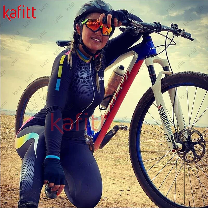 Kafitt Women's Sweatshirt Set 2023 New long outdoor cycling equipment suit Bicycle team racing suit Long jumpsuit 4