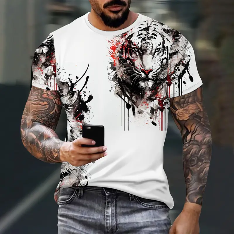 Men's Summer Fashion T-shirt Eagle 3D Printed Short sleeved T-shirt Summer Outdoor Leisure Quick drying Breathable T-shirt - Image 2