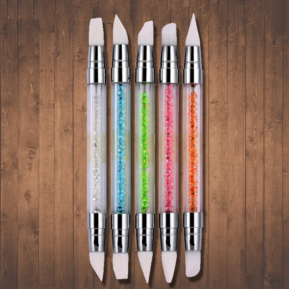 5종 네일 아트 펜 브러쉬, 이중 헤드 실리콘 다이아몬드 네일 페인팅 도구, 전문가용 매니큐어 브러쉬 세트, 미세 라인 조각용