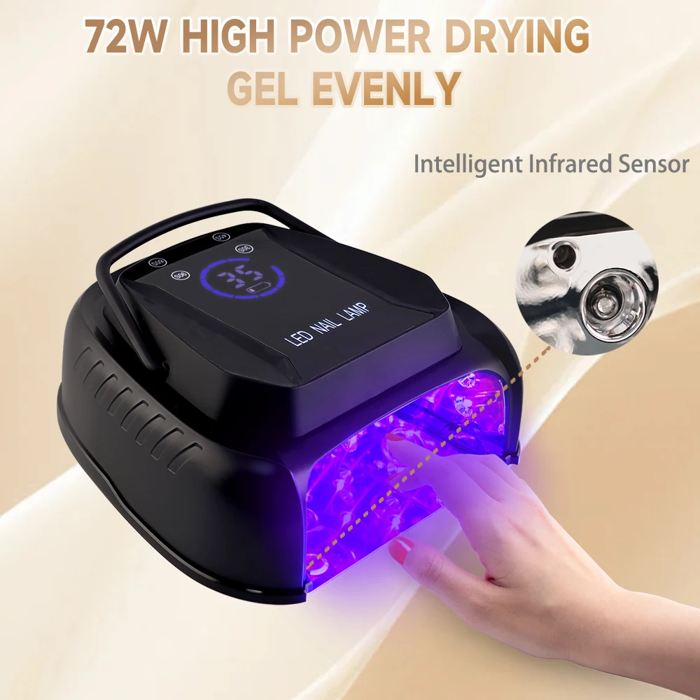 64W Cordless UV LED Nail Lamp Rechargeable Battery Manicure Nail Dryer For Curing Polish 365nm 405nm LEDs 3