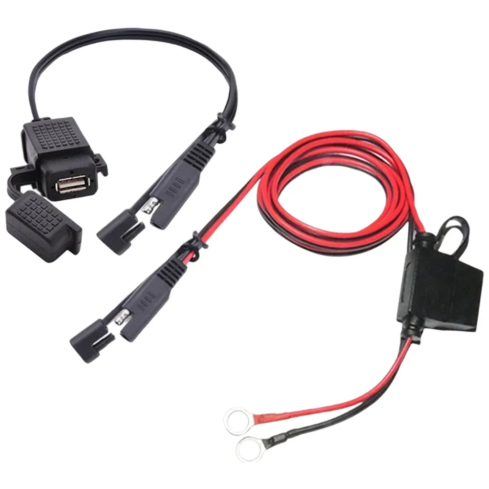 12V 방수 오토바이 SAE-USB 전화 GPS MP4 충전기 케이블 어댑터 오토바이 인라인 퓨즈 전원 공급 장치