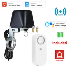 

Tuya WiFi Alarm Water Leakage 120DB Beep Siren Detector Flood Water Leak Protection Set Smart Scene with Smart Valve Controller