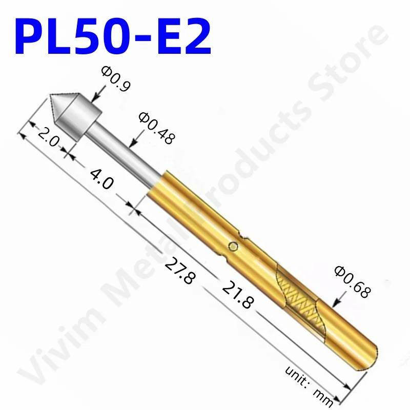 Sonda de prueba de resorte de PL50-B serie PL50 RL50 Pogo Pin Dia 0,68mm niquelado receptáculo de tubo de latón PL50-B1 27,8mm