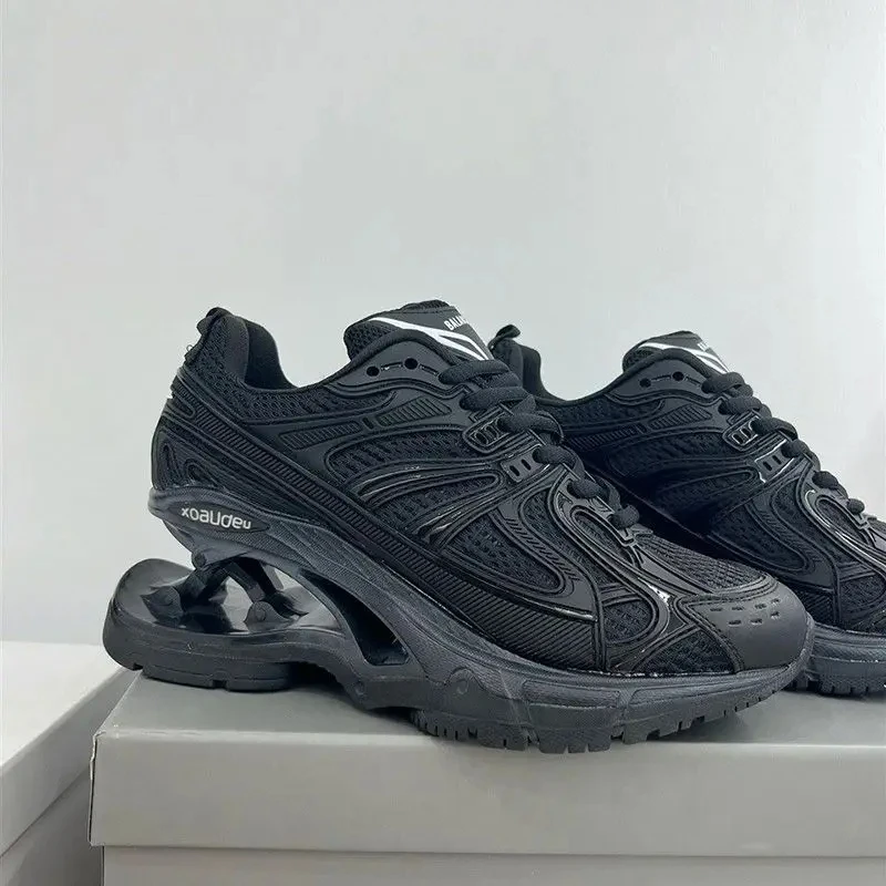 Viral Case Suspension Shock Absorption Patchwork Men Damping Spring Vulcanize Shoes Bottom Heightened Mesh Dad Platform Sneakers