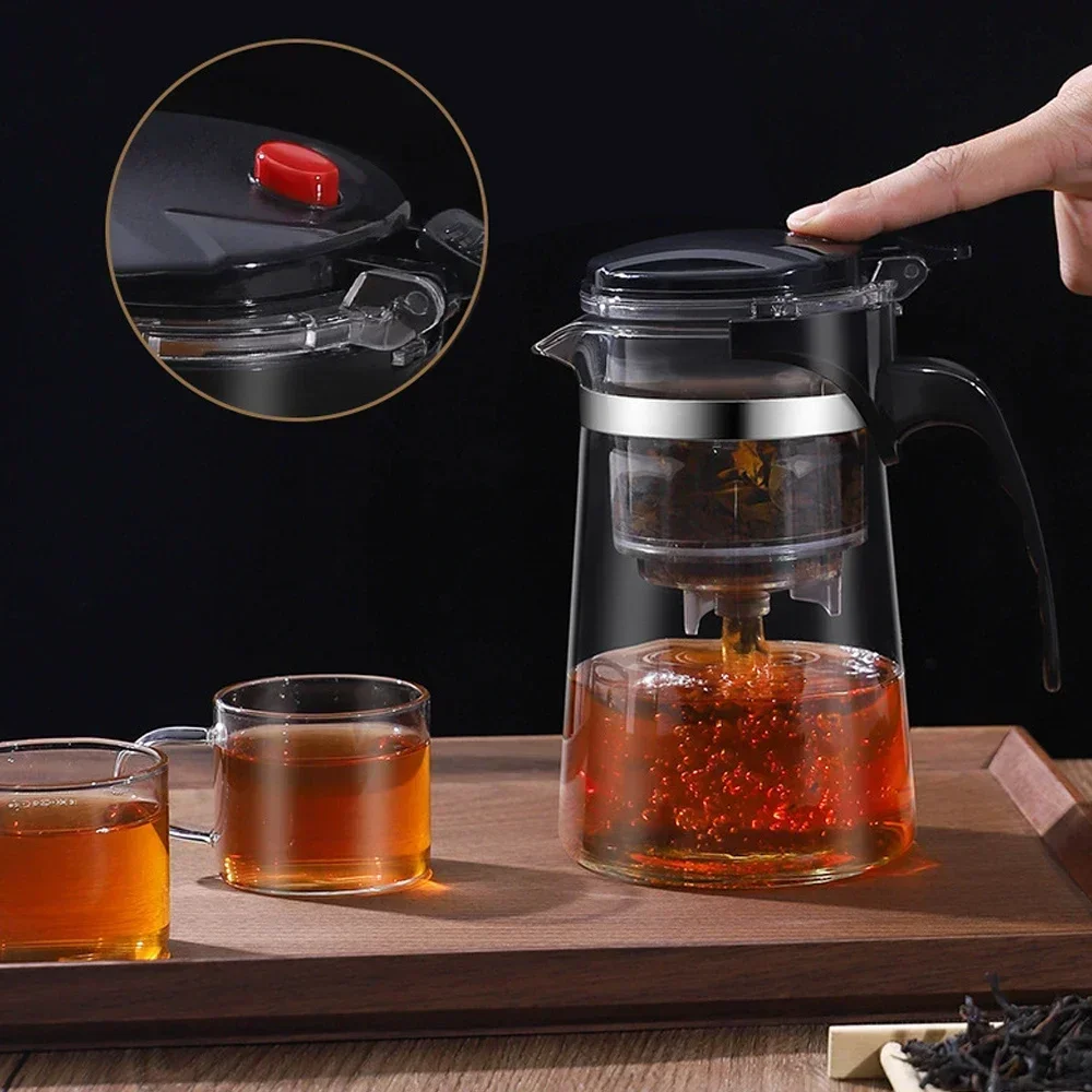 Tea Pot For Tea With Infuser Glass Kettle Heat Resistant Tea Maker Flower Tea Herbal Pot Convenient Office Coffee Teapot Teaware 1