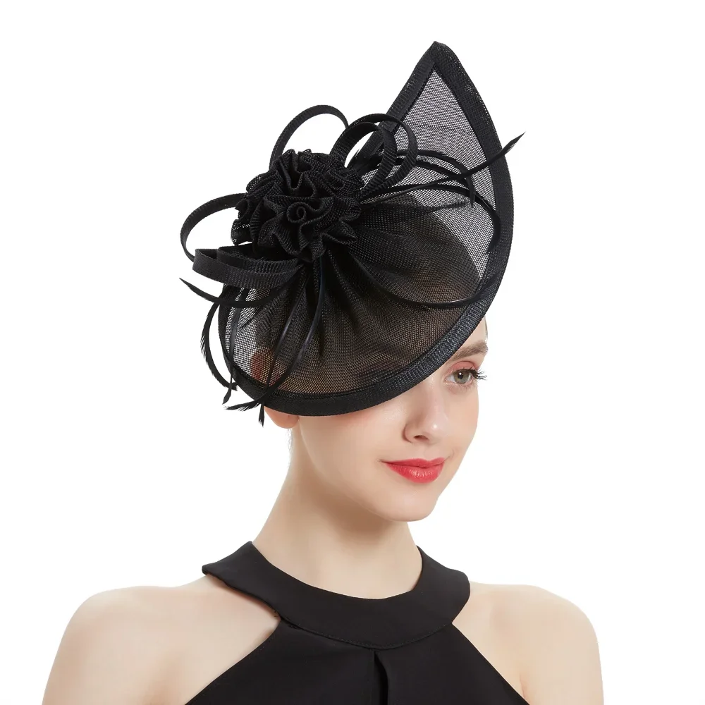 

Wedding Hat Women Ladies Church Fascinator Sinamay Hat For Millinery Cap Party Night Event Chapeau Cap Hair Clip Mariage Femme