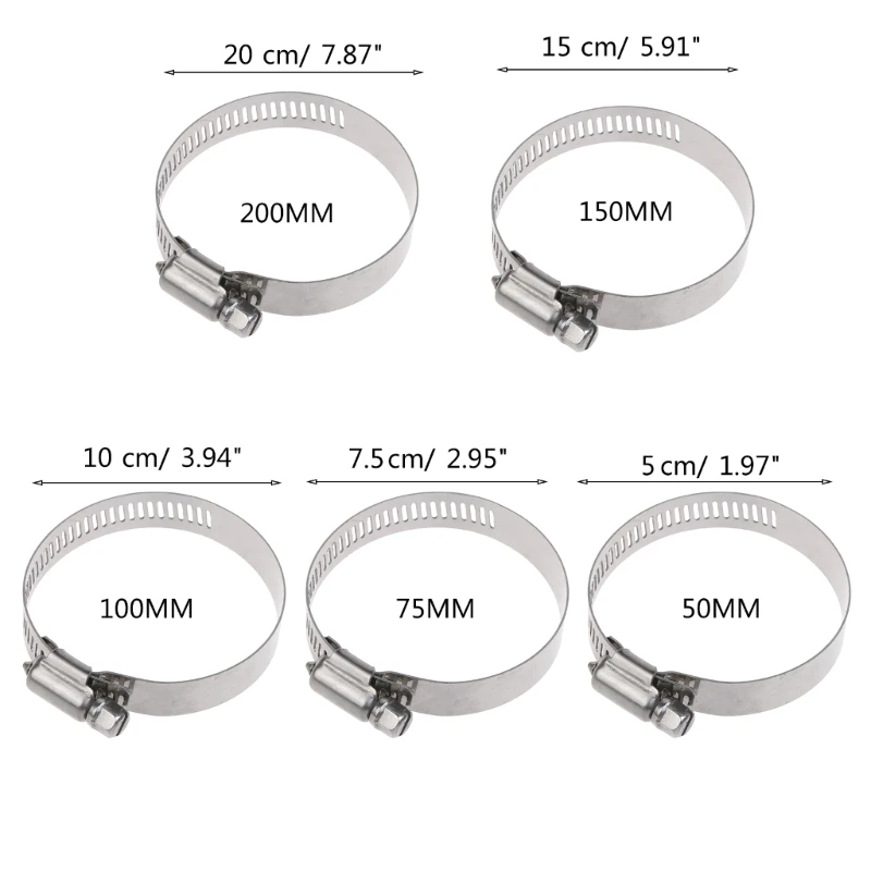 Adjustable Stainless Steel Duct Clamps Hose Clamp Pipe Clamp Air Ducting Clamp Worm Drive Hose