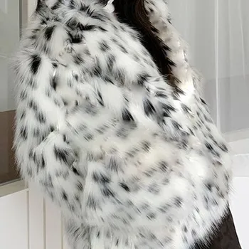 TWOTWINSTYLE Hit Color  Faux Fur Coats For Women Lapel Long Sleeve Temperament Winter Best Choose Coat Female Fashion Clothing