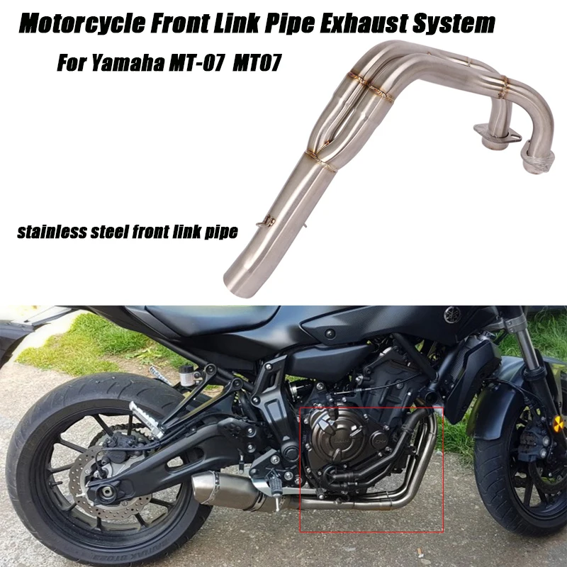

Передние средние соединительные трубки из нержавеющей стали для Yamaha Mt-07 MT07, мотоциклетная полностью Соединительная труба, установка выхлопной системы без потерь