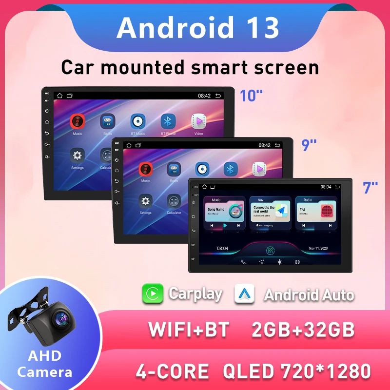 Android 13 2 Din Car Radio 64G 7"/9"/10" Universal WIFI GPS Car Audio Multimedia Player For Hyundai Nissan Toyota Kia