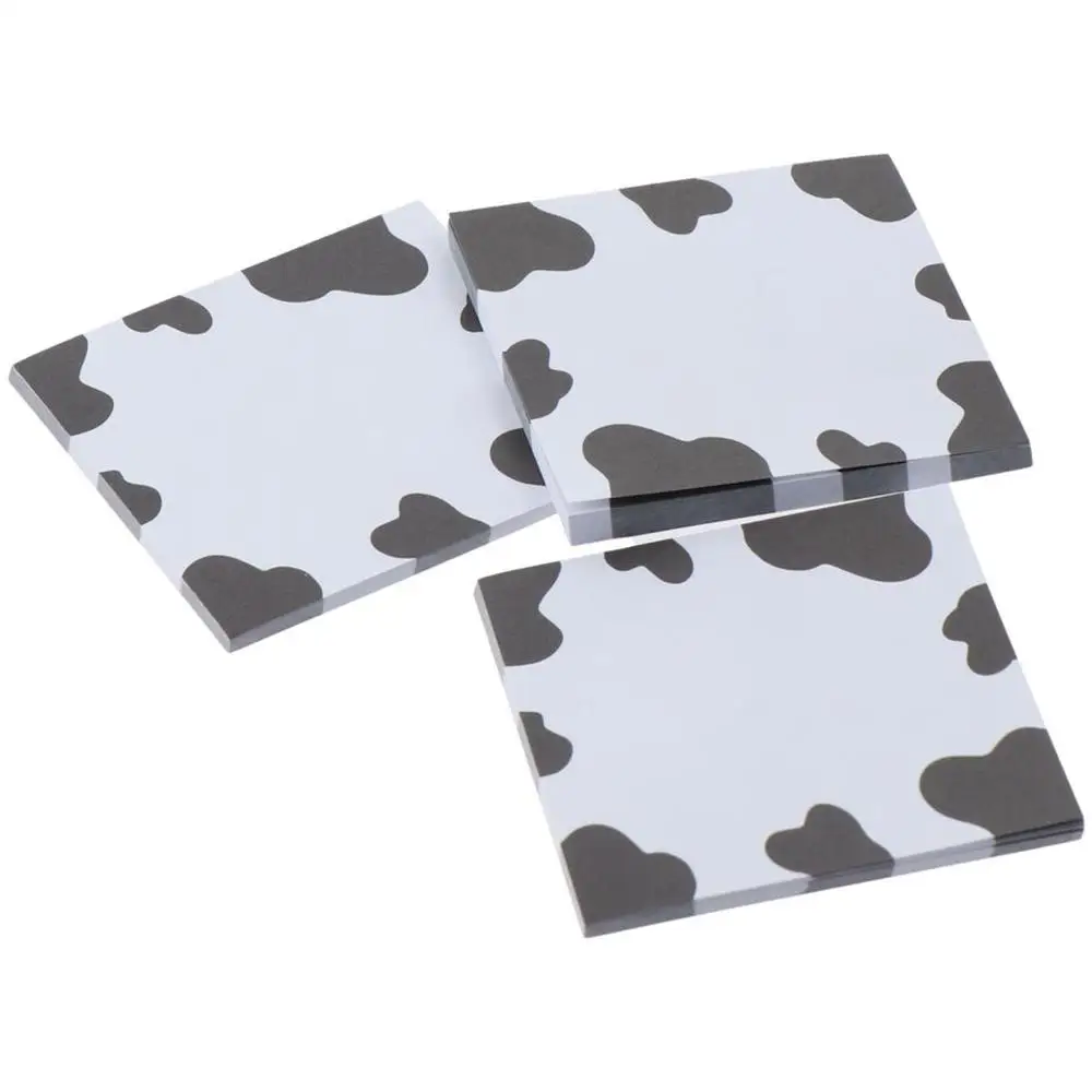 

6 Packs Cow Print Notes Reminders Black And White 50 Sheets/Pad Memo Pads 8*8CM Self Adhesive Paper Office