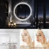 Large Round LED Bathroom Vanity Mirror Anti-Fog with Brighter Lights for Makeup Wall Mount Smart Touch 5