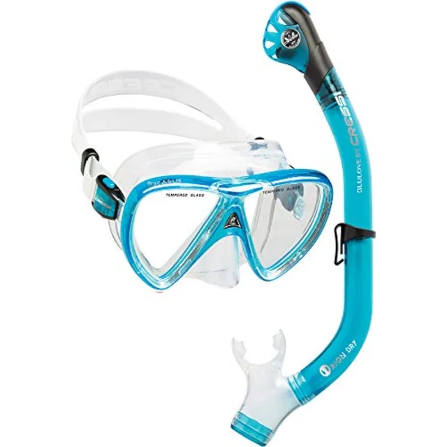Adult Snorkel Set Mask Dry Snorkel Adjustable Fins - Light for Travel - Ocean Set: Designed in Italy