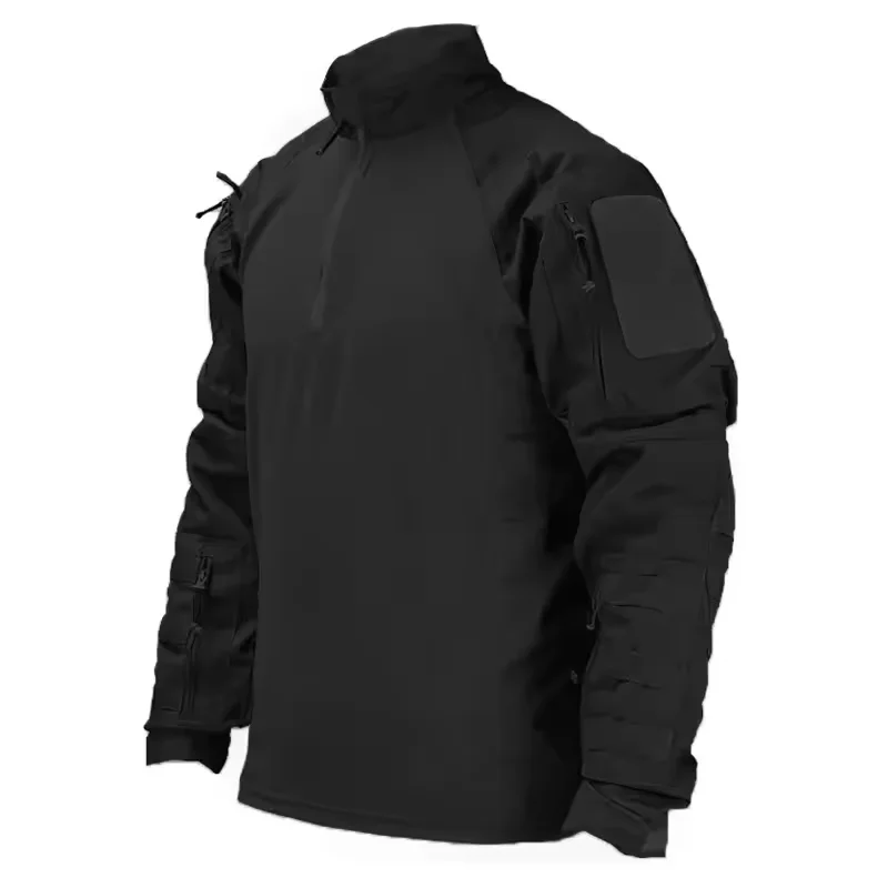 Men's Training Shirt Casual Tactical Top Camouflage Solid Long Sleeve Jacket Spring Autumn Wear-Resistant Outdoor